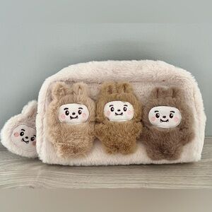 Danbar Global Cutesters Plush Faux Fur Cosmetic Bag - Tan/Brown